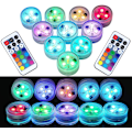 Miniatyrbilde 1 av 5: 10-pakning Mini LED-dykkerlamper, Mini LED-akvarielamper, Vanntette undervannslamper RGB Multicolor LED-lys med 2 fjernkontroller