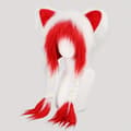 Plysj Katteører Hodeplagg for Halloween Cosplay og Kostymefester White/Red