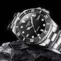 Miniatyrbilde 3 av 5: Armbåndsur for menn, analog klassisk klokke i metall, svart-X42-