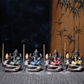 Miniatyrbillede 3 af 5: Kreativ Ganesha Røgelse Vandfald Røgelseholder Skrivebords Ornament Backflow Vandfald Dekor Aromaterapi Ornament Gave Grøn