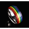 Miniatyrbilde 5 av 5: 8mm rustfritt stål emalje regnbue LGBT Pride ring for kvinner og-FS1-