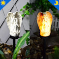 Miniatyrbilde 6 av 6: Solcellelampe utendørs vinkel for kirkegård, LED vanntett engellampe, solengellamper for hage, balkong, gård, minnesgaver