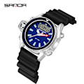 Miniatyrbilde 1 av 6: SANDA Sport Klokke for Menn, Quartz Digital, Kreativ Dykkerklokke, Vanntett Alarmklokke, Dobbel Visning, Relogio Masculino-FS1- Black blue