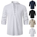 Pikkukuva 3 / 3: Merirosvopaita nyörityksellä miehille, pitkähihainen pystykaulus T-paita white-FS1- white XL