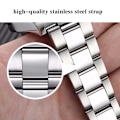 Miniatyrbilde 6 av 6: LANGLISHI Automatisk klokke Toppmerke Luksusimportert urverk Vanntett Lysende Mekanisk armbåndsur-FS1- White Silver