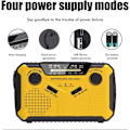 Miniatyrbilde 3 av 4: Nødradio med solcellepanel, 2500mAh Håndsveiv Bærbar Solcelle Værradio