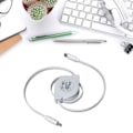 Miniatyrbillede 4 af 5: Indtrækkelig PD 60W USB C til USB C-datakabel, hurtigopladningskabel til bærbar computer til Type C-telefoner-tablets