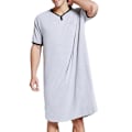 Miniatyrbilde 7 av 8: Herrer Kortermet Lange Nattskjorter Nattkjole Pyjamas Innendørs W grå-FS1- grey XL
