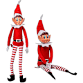 Miniatyrbillede 1 af 4: 1 X Elf der opfører sig dårligt med velcro i hånden - Langbenet Elf Blød Plys - Julnyhed - Elf med hat og pig Jul