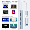 Miniatyrbilde 4 av 5: USB C Hub Multiport Adapter Kompatibel med Windows10/8/7/Vista/XP/MacBook/Pro/Air/MateBook/Notebook/Sumsang GalaxyBook/Telefoner, Grå 1667