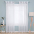 Miniatyrbilde 1 av 5: Sett med 2 voilegardiner med maljer for vinduer 140x250cm Hvit Voile-X43-
