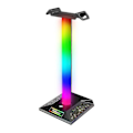 Miniatyrbilde 2 av 4: RGB Gaming Hodetelefonstativ Dobbel USB-porter Berøringskontroll Lysstripe Skrivebord Gaming Headset Holder Henger