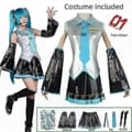 Miku Cosplay-asustesetti hopeisella nahkaisella merimiesmekolla, vain M-koko