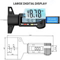 Miniatyrbilde 3 av 4: Digital Dekkdybdemåler - Dekkmønsterdybdemåler - LCD Metrisk