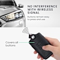 Miniatyrbild 3 av 5: Fodral Kompatibelt med Renault Smart Key 4-knapp (Endast Keyless Go) - Svart-Röd-Äkta Läder Bilnyckelfodral med Nyckelring-FS1-