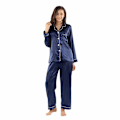Miniatyrbilde 1 av 4: Dame Pyjamas Sett Kvinner Silke Sateng Pyjamas Sett pJ Sett Lang