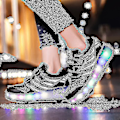 Miniatyrbild 2 av 5: Easter Discount! High Quality 2022 New LED Light Shoes with Wheels Double Wheels USB Rechargeable Skate Shoes Black Black Black-FS4- Black 29