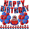 Miniatyrbillede 1 af 4: Spider-Man-tema fødselsdagsbanner vimpel ballonfestdekorationer