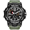 Miniatyrbillede 1 af 6: SMAEL Nyt Herreur 50M Vandtæt Ur Alarm Reloj Hombre 1545D Dual Display Armbåndsur Quartz Militærure Til Herrer-FS1- ArmyGreen