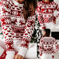 Miniatyrbillede 1 af 11: Kvinder julestrikket sweater julemandsprint trøje Red-FS4- Red M