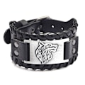 Miniatyrbilde 1 av 10: Vikingarmbånd Bredt Armbånd SVART ULV ULV Svart-FS2- Black Wolf-Wolf
