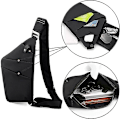 Miniatyrbild 4 av 5: Slingväska, lätt crossbody axelväska bröstväskor dagsryggsäck, en rem stöldskyddsslingväska för kvinnor män DB svart black-FS5- black left shoulder