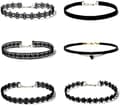 6 st halsband svart sammet choker set klassisk gotisk tatuering spets chokers