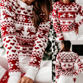 Miniatyrbillede 3 af 11: Kvinder julestrikket sweater julemandsprint trøje Red-FS4- Red S
