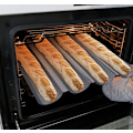 Miniatyrbild 4 av 5: Baguettebakplåt, Perforerade franska baguetteformar för 4 baguetter - X44 - silver