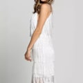 Pikkukuva 5 / 5: Upea Gatsby Flapper -mekko 1920-luvun juhliin Vintage Tupsu Nainen Hapsumekot Valkoinen-FS1- White XL