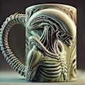 Miniatyrbild 1 av 3: Ny Xenomorph Mugg Formad Mugg Värmeöverföring Platt 3D Effekt Kaffekopp 500ml-X44-