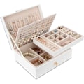 Miniatyrbillede 5 af 6: Smykkeskrin Organizer til Halskæder Øreringe Armbånd Ringe, Stor PU Læder Smykkeopbevaringsboks med 3 Stabelbare Lag-FS1-