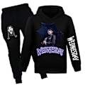 Miniatyrbillede 1 af 3: Mub- Wednesday Addams Hættetrøje + Casual Bukser Sæt sort G sort black-FS1- black 160cm