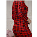 Miniatyrbilde 2 av 2: Rutete pyjamas for dame med knapper, lommer og maskulin krage Rød-FS1- Red 40