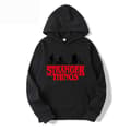 Miniatyrbillede 1 af 6: Stranger Things Trykt Pullover Hættetrøje med Fleecefor - Sort - Størrelse L Sort Black-FM- Black Black L