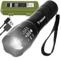 Tehokas RU-CREE LED T6 -taskulamppu ladattavalla akulla, musta-FS- Black Svart