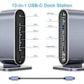 Pikkukuva 5 / 5: 12-in-1 USB C-telakointiasema USB C Hub-telakointi Kannettava Näyttö Telakointiasema