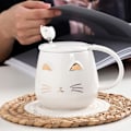 Miniatyrbillede 2 af 4: Keramisk kaffekrus til hjemmet med rustfri stål ske - Kat Design