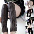 Miniatyrbilde 4 av 7: Dame Vinterstrikket Heklet Strikket Benvarmere Legging Boot-FS1- Grey