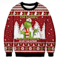 Miniatyrbillede 1 af 3: Grinch Juletrøje Par Rund Hals Unisex Langærmet E 251