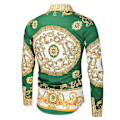 Miniatyrbillede 2 af 2: Herr Royal Skjorte Print Revers Luksus Slim Skjorte Business Langærmet Pasform Toppe til Festbal CNMR Grøn-FS1- Green 4XL