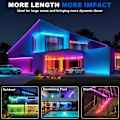 Miniatyrbild 4 av 5: 50FT LED-ljusremsa, RGB-neonrep, IP67 vattentät utomhus, med APP-kontroll/IR-fjärrkontroll, klippbar, för sovrum, spelrum