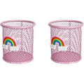 Miniatyrbillede 1 af 4: Pink Blyantholder, 2 Stk. Metallisk Penholder Skrivebord Penholder