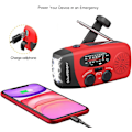 Miniatyrbillede 5 af 6: Vejrradio, solradio, nød håndsving selvforsynende AM/FM sol vejrradio med LED-lommelygte, WB-radio med batteribackup-FS1- red