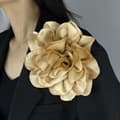 Stor Blombrosch Mode Fransk Badge Satin Prydnadsnål Yellow