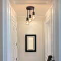 Miniatyrbild 5 av 5: Vintage Ceiling Lamp in Black - Hanging 3-Light Ceiling Spotlight E27 with 3 Spotlights Industrial Ceiling Spotlight without Bulb-FS-