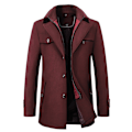 Miniatyrbillede 1 af 5: Uldfrakke til mænd, efterår & vinter, dobbeltkrave, uldfrakke, tyk uldfrakke, lang jakke vinrød 4xl-FS1- 4xl wine-red