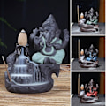 Miniatyrbillede 2 af 5: Kreativ Ganesha Røgelse Vandfald Røgelseholder Skrivebords Ornament Backflow Vandfald Dekor Aromaterapi Ornament Gave Grøn