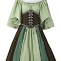 Miniatyrbillede 2 af 5: Middelalderlige klæder damer kortærmede gotiske kjoler brune Brun Brown 4XL