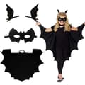 Flaggermuskappe-kostyme Halloween 3-delt sett for barn, cosplay-antrekk i flere størrelser for gutter og jenter til forestillinger